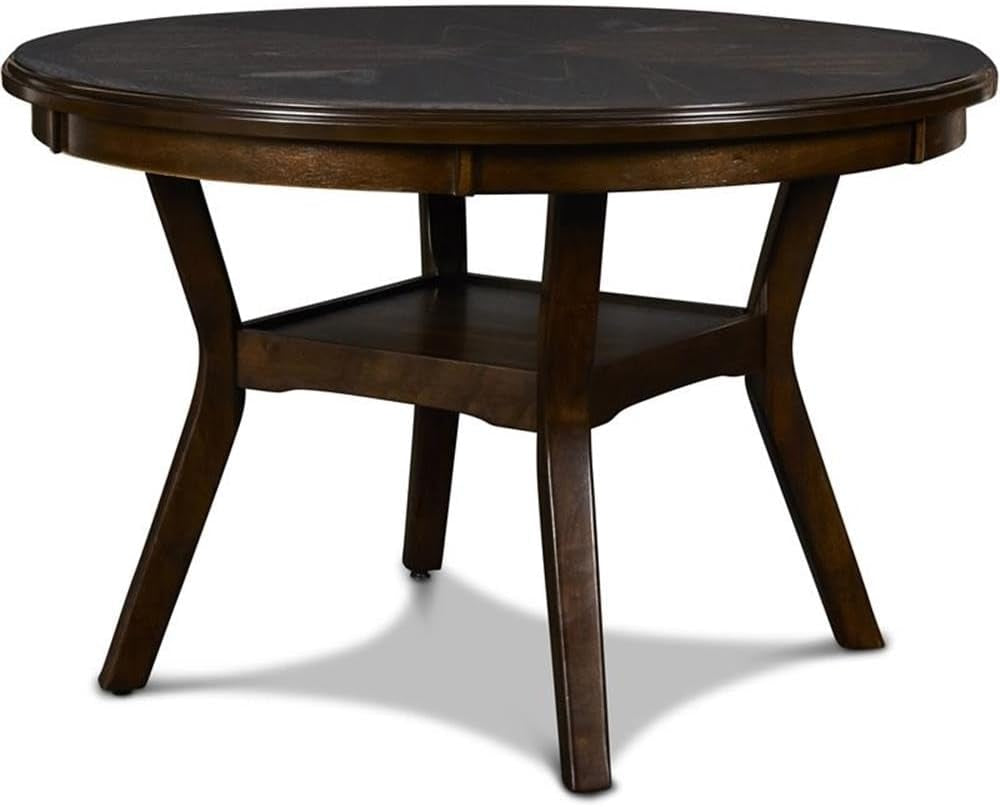 Elegant Solid Wood Circular Dining Set Cherry Brown