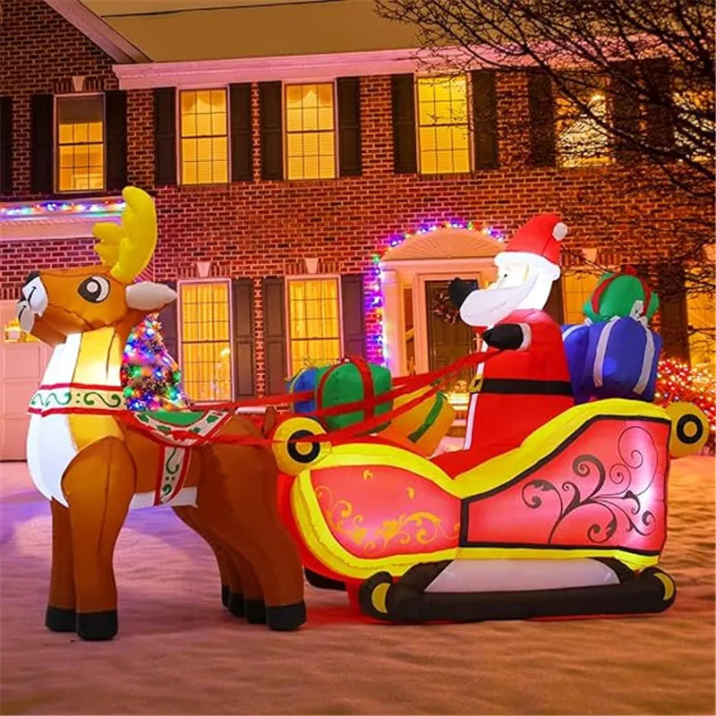 2.1m Long Inflatable Santa Reindeer Sled with LED Lights-2