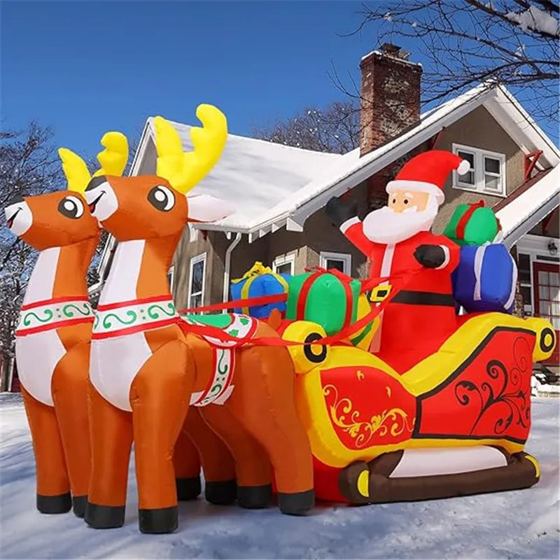 2.1m Long Inflatable Santa Reindeer Sled with LED Lights-3