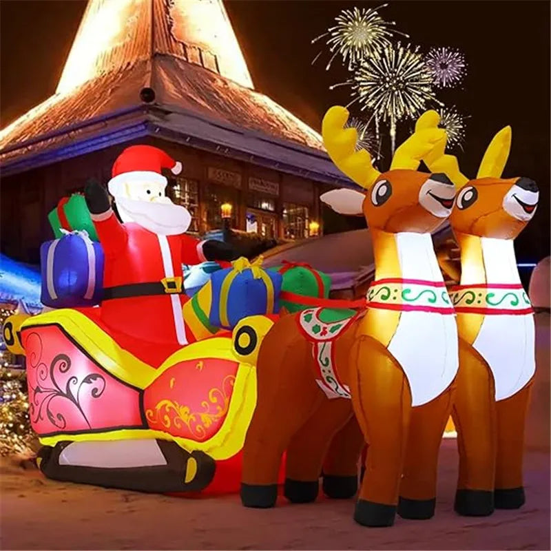 2.1m Long Inflatable Santa Reindeer Sled with LED Lights-4