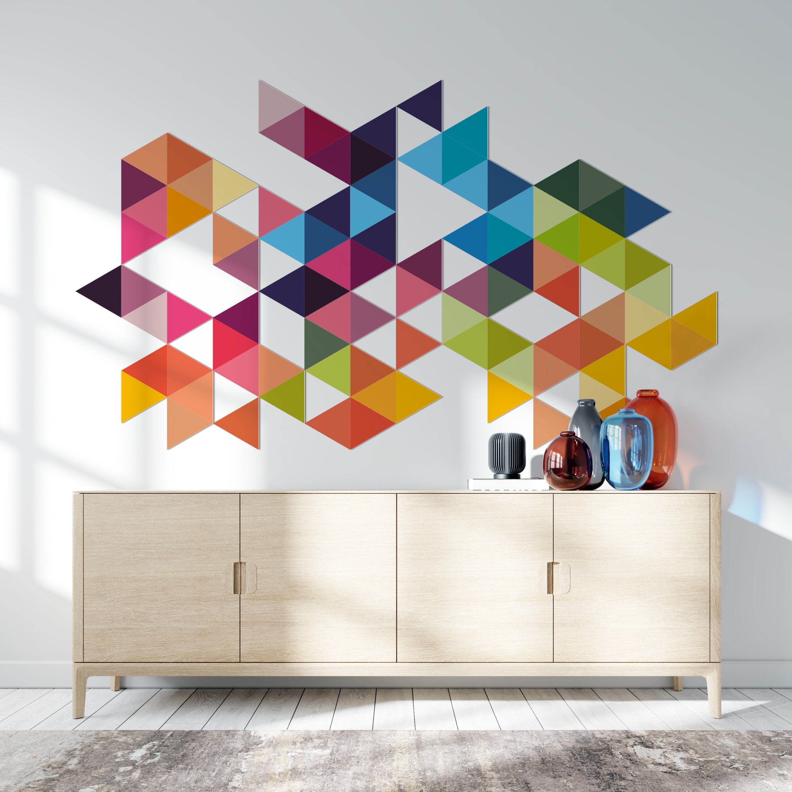 Colorful Triangles 3D Wall Decor-1