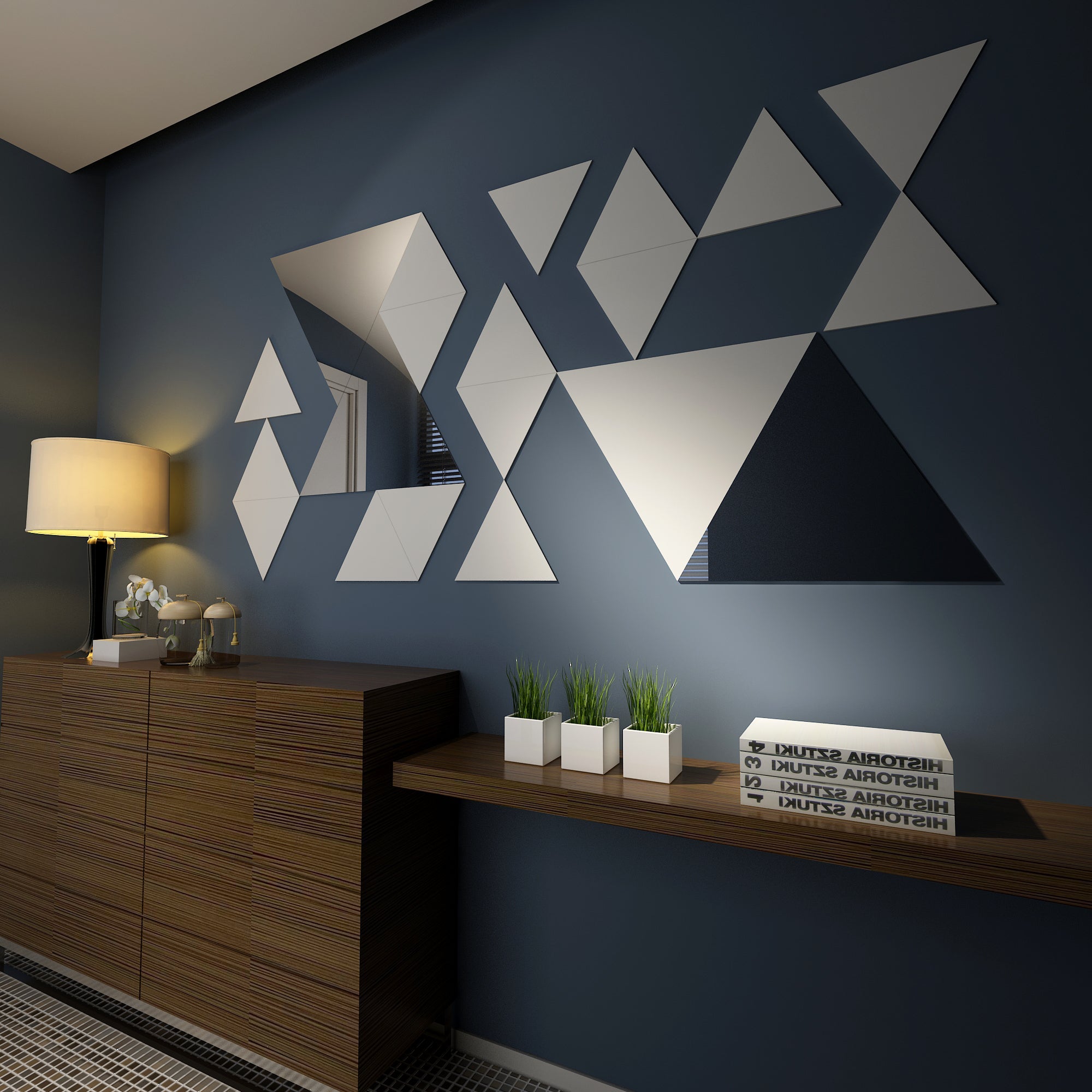 Triangles PVC & Mirror Wall Panels-0