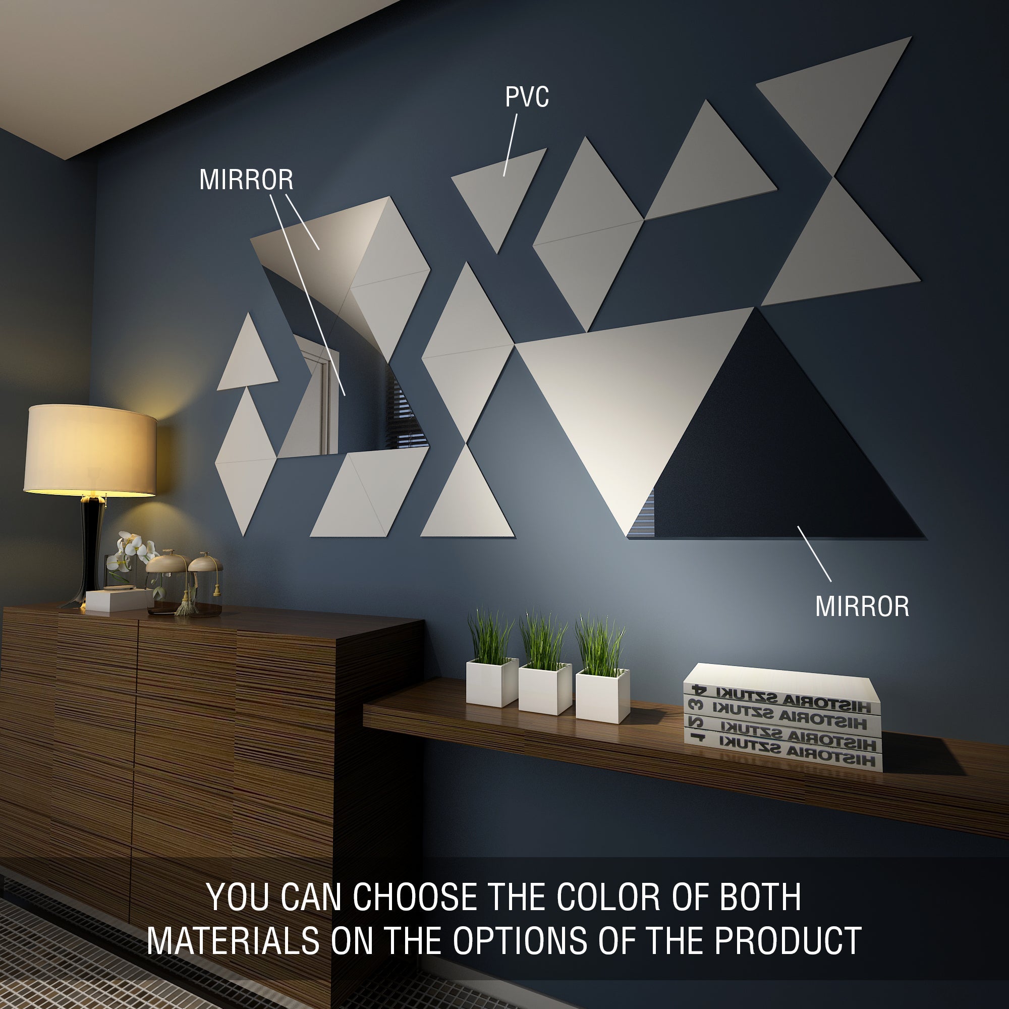 Triangles PVC & Mirror Wall Panels-2