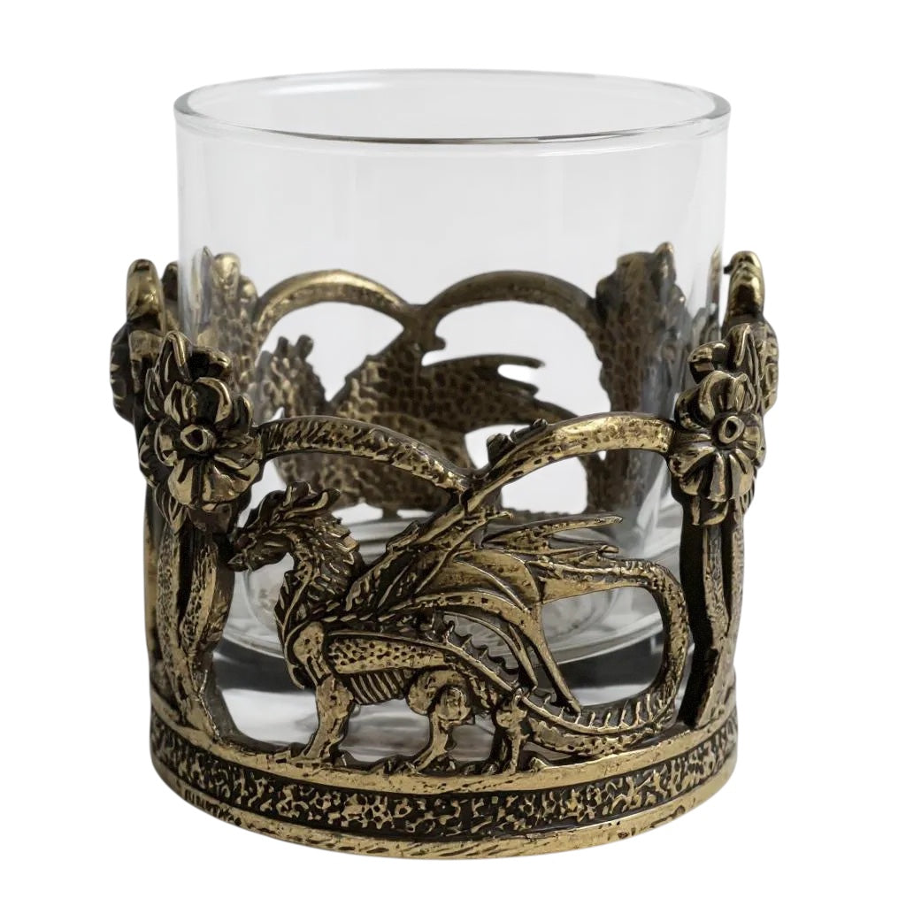 Set of 4 - Crown Dragon Whisky Glasses | Juice Glasses | Drinkware | Statement Barware | Gold, Silver or Antique Finish-0