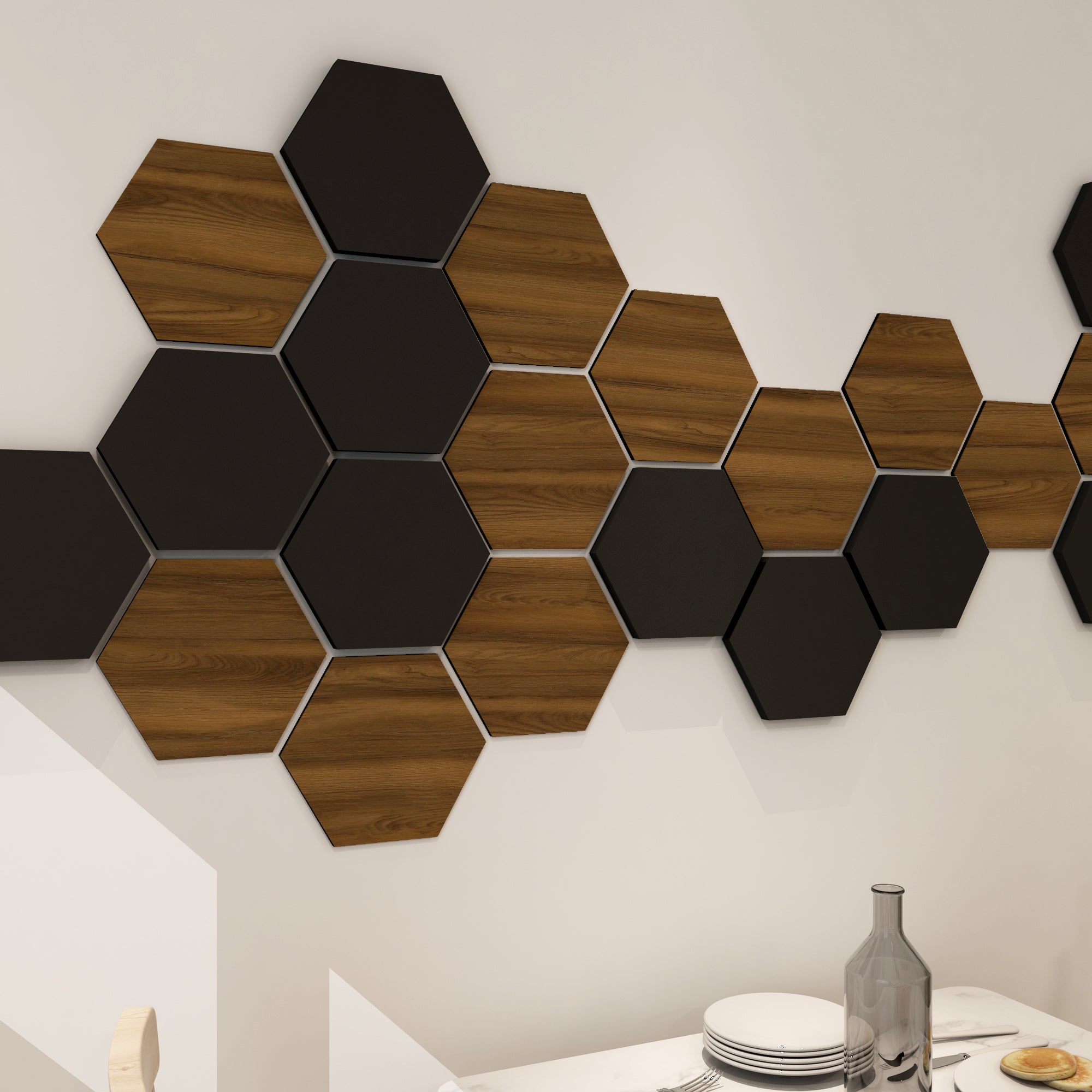 Black and Dark Wood Hexagons-2