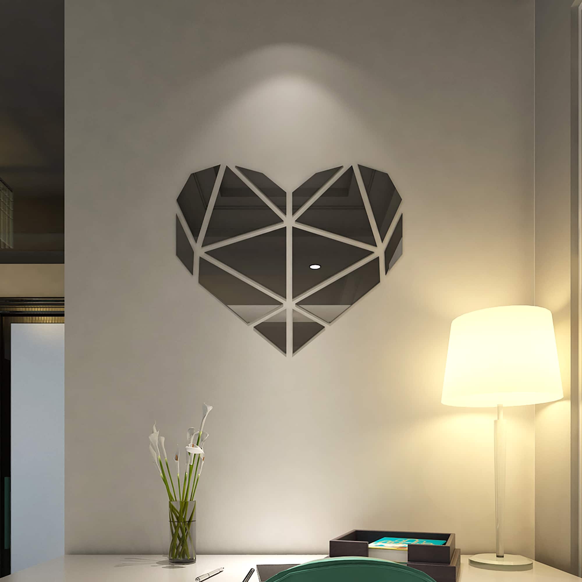 Geometric Heart Mirror 3D Wall Art-0