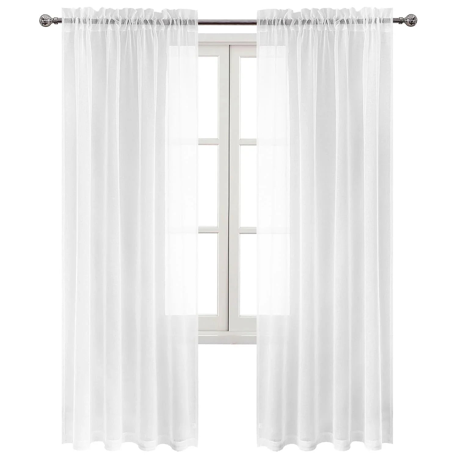 DWCN Rod Pocket Sheer Curtains, Set of 2 Panels-1