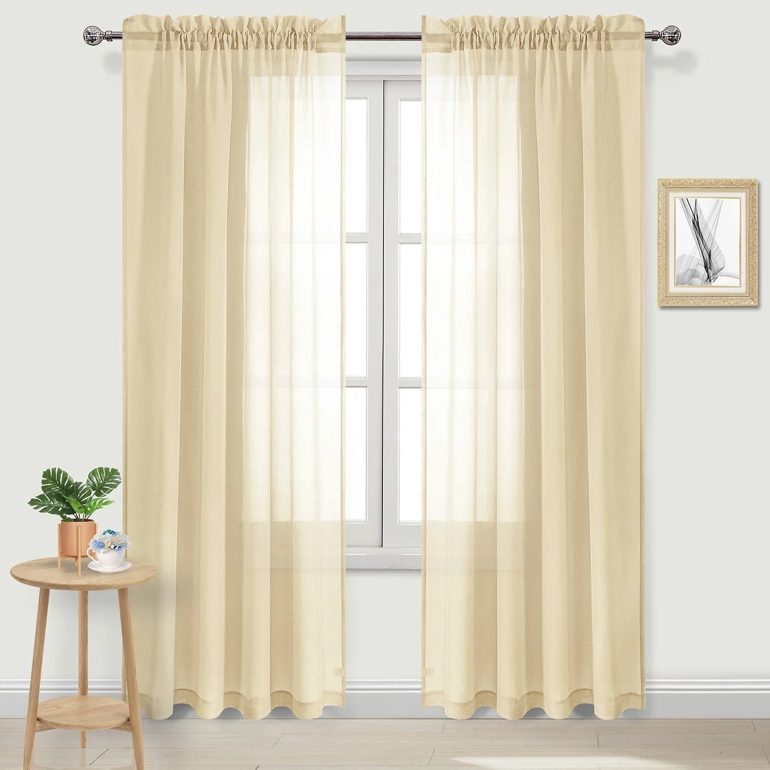 DWCN Rod Pocket Sheer Curtains, Set of 2 Panels-8