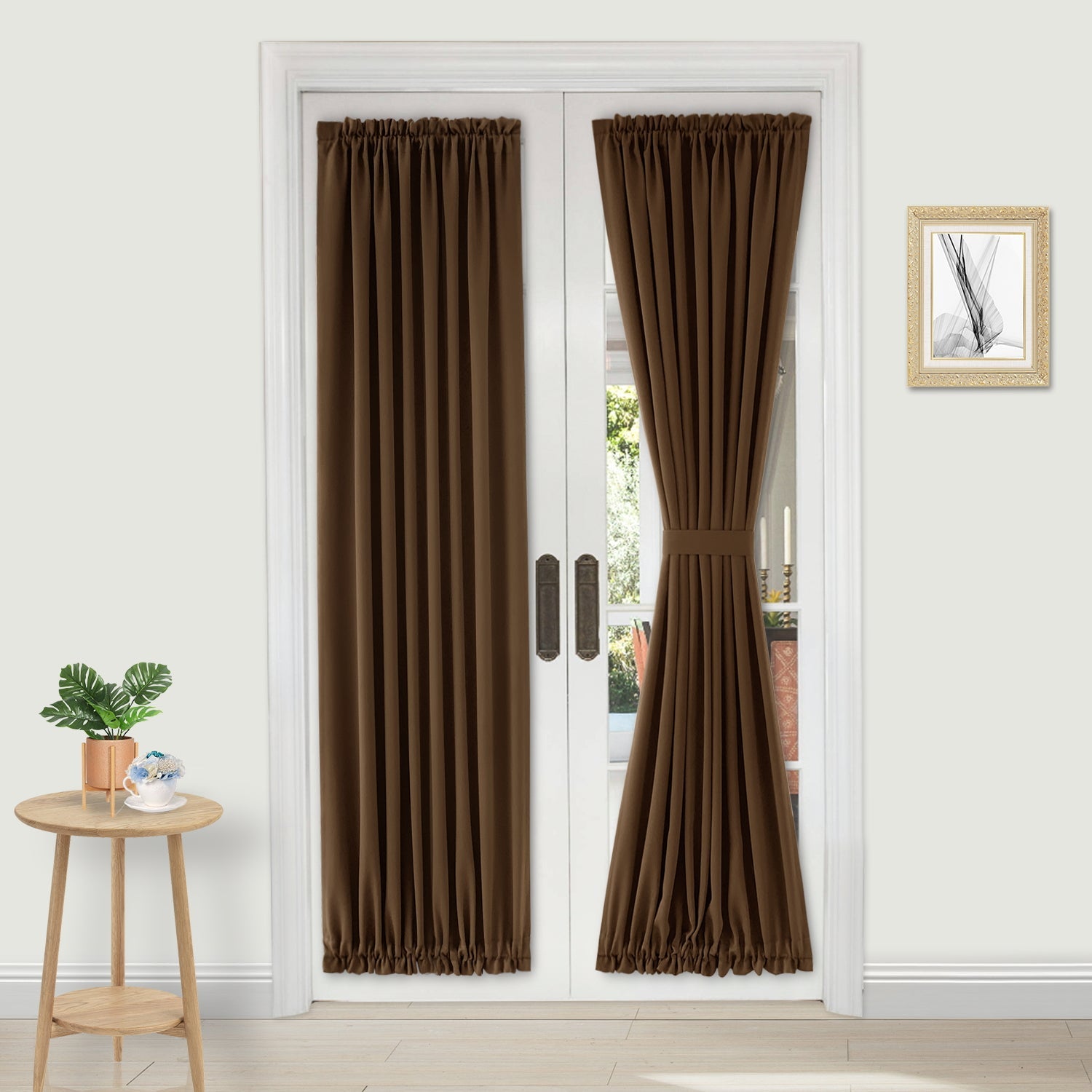 DWCN French Blackout Door Curtains, 1 Curtain Panel with Tieback-8
