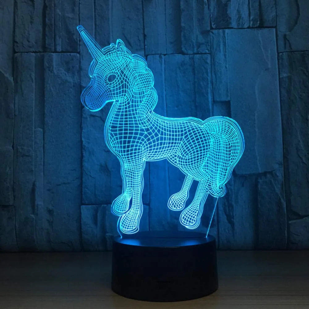 Vibe Geeks 3D Unicorn Night Light with Remote Control- USB Interface-0