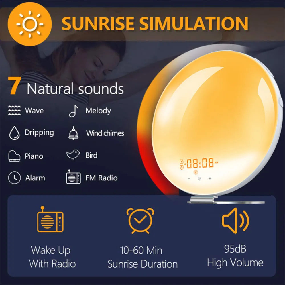 Vibe Geeks Creative Digital Alarm Clock Sunset and Sunlight Simulator- USB Powered-4