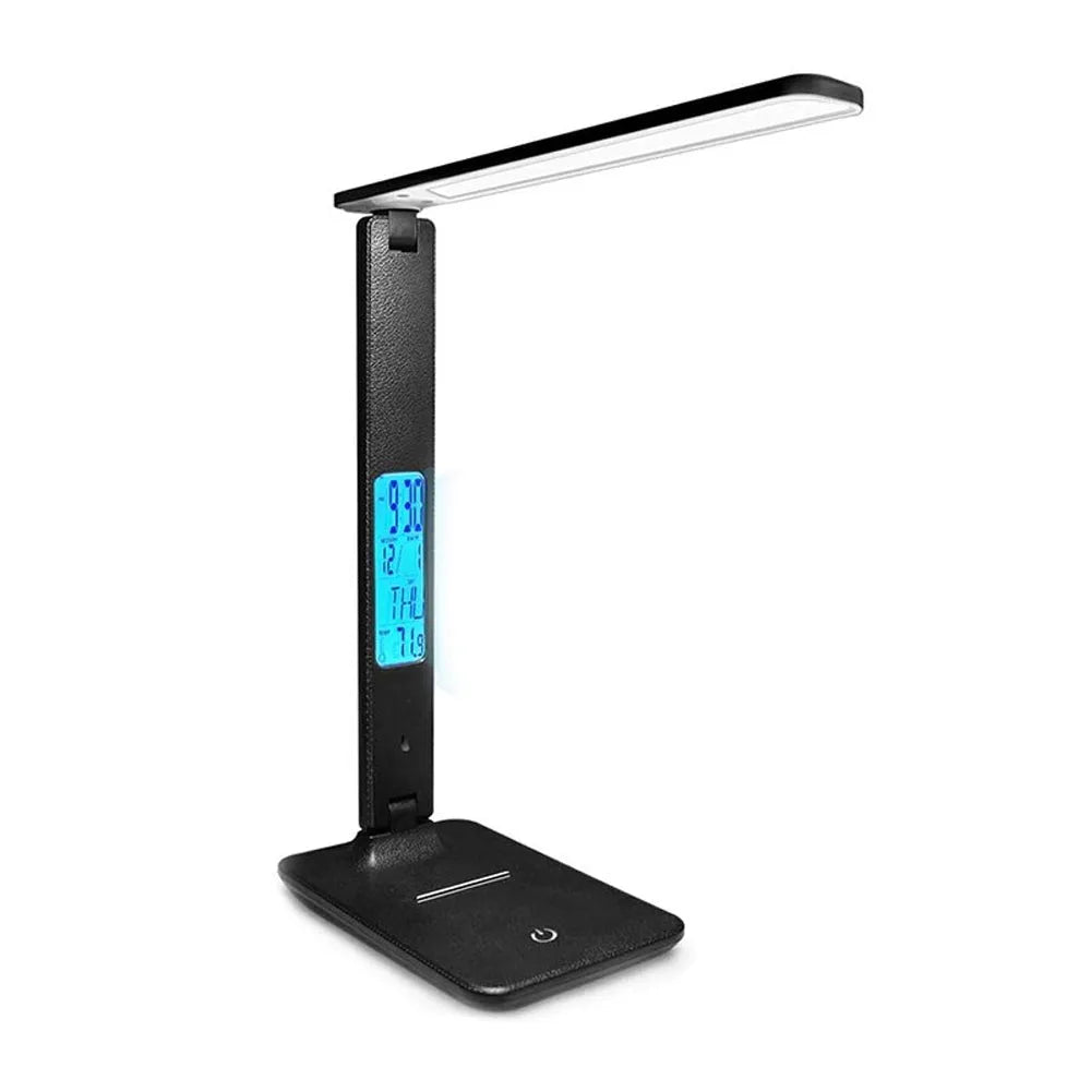 Vibe Geeks Foldable Wireless LED Desk Lamp and Digital Clock- USB Charging-0