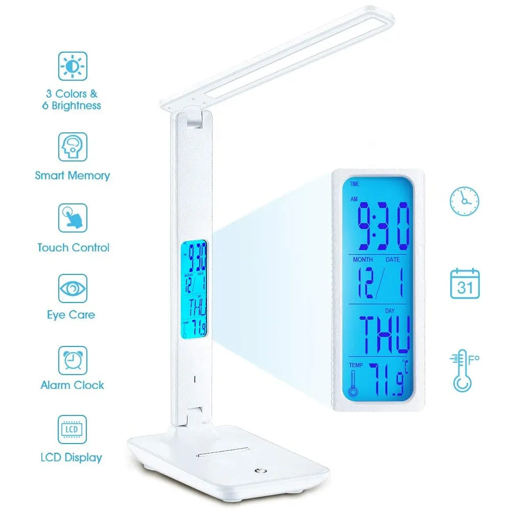 Vibe Geeks Foldable Wireless LED Desk Lamp and Digital Clock- USB Charging-4