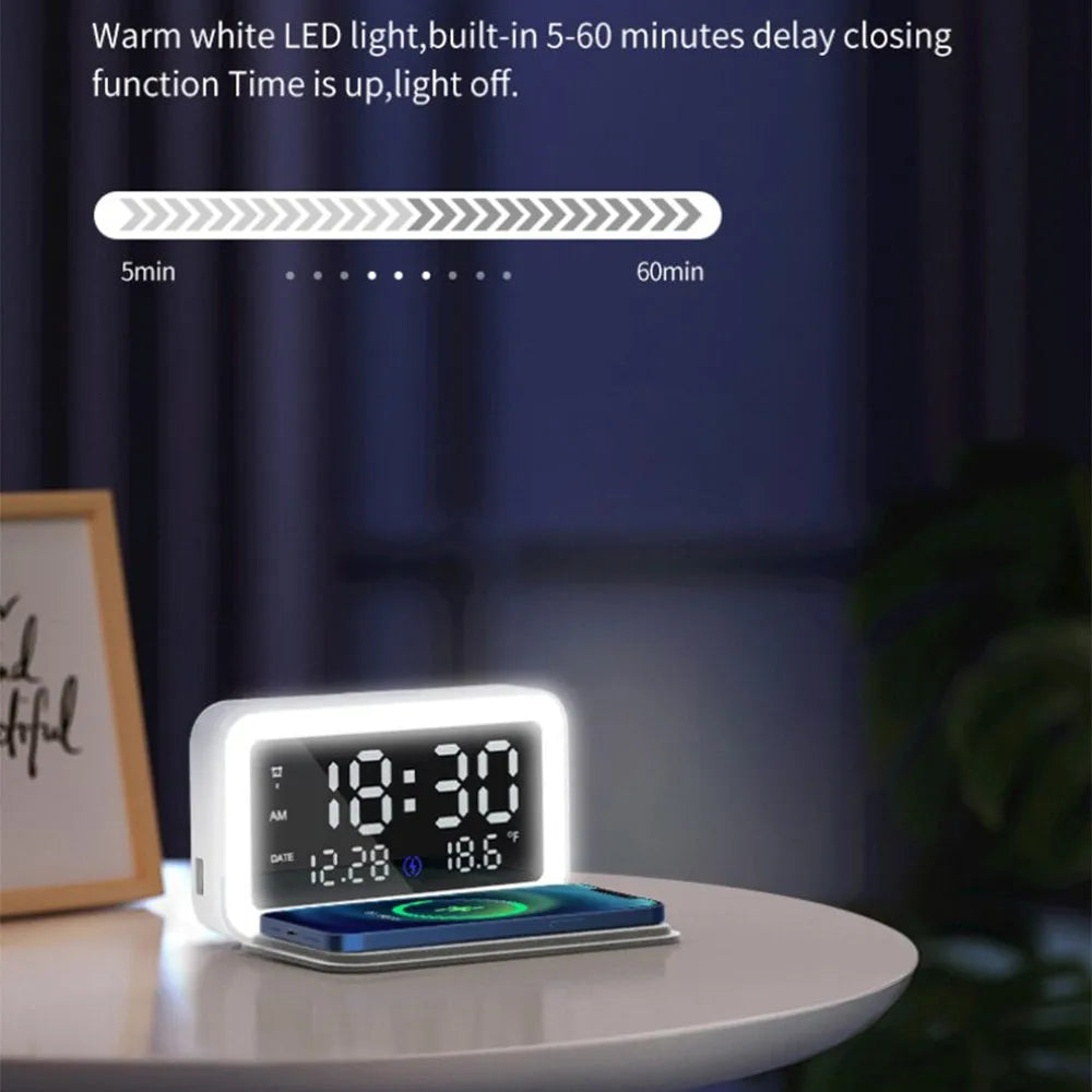 Vibe Geeks LED Digital Alarm Clock and Wireless Phone Charger- USB Powered-3