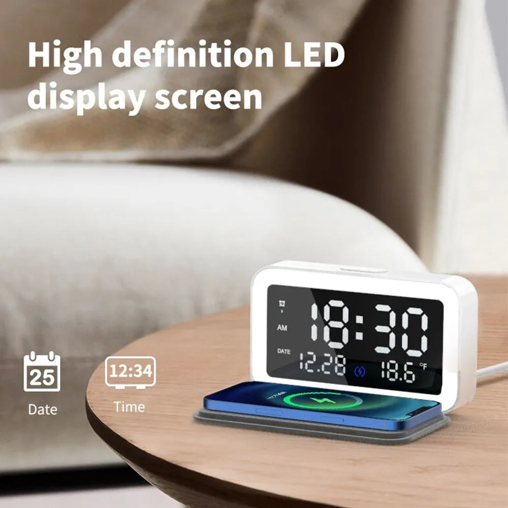 Vibe Geeks LED Digital Alarm Clock and Wireless Phone Charger- USB Powered-4