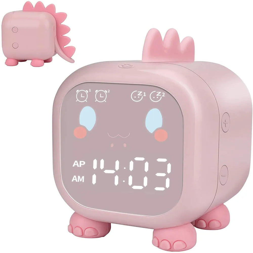 Vibe Geeks Sleep Training Digital Kid’s Dinosaur USB Rechargeable Alarm Clock-1