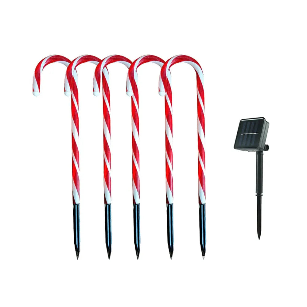 Vibe Geeks Solar Powered Christmas Candy Cane Pathway Lights Markers-0