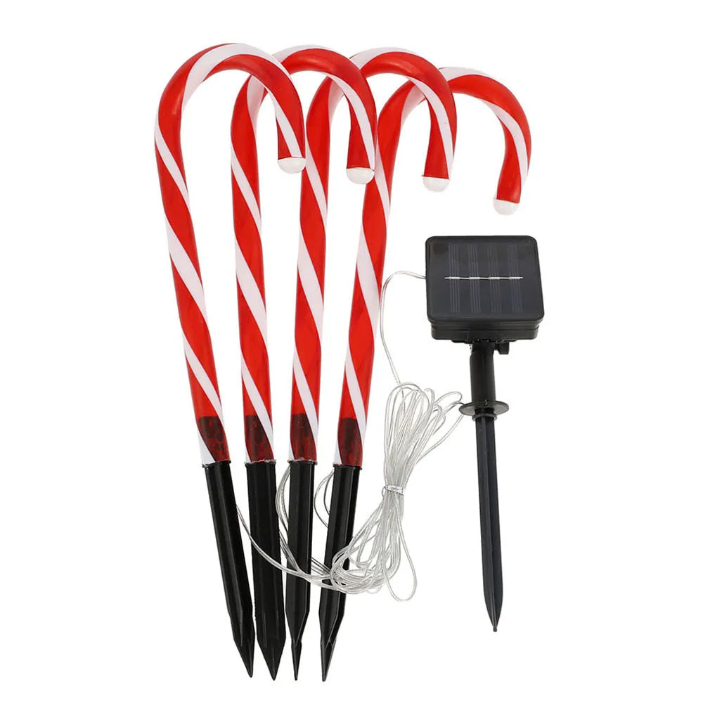 Vibe Geeks Solar Powered Christmas Candy Cane Pathway Lights Markers-2