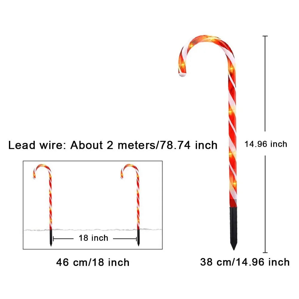 Vibe Geeks Solar Powered Christmas Candy Cane Pathway Lights Markers-3