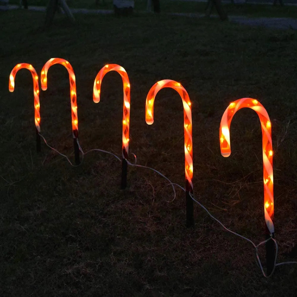 Vibe Geeks Solar Powered Christmas Candy Cane Pathway Lights Markers-4