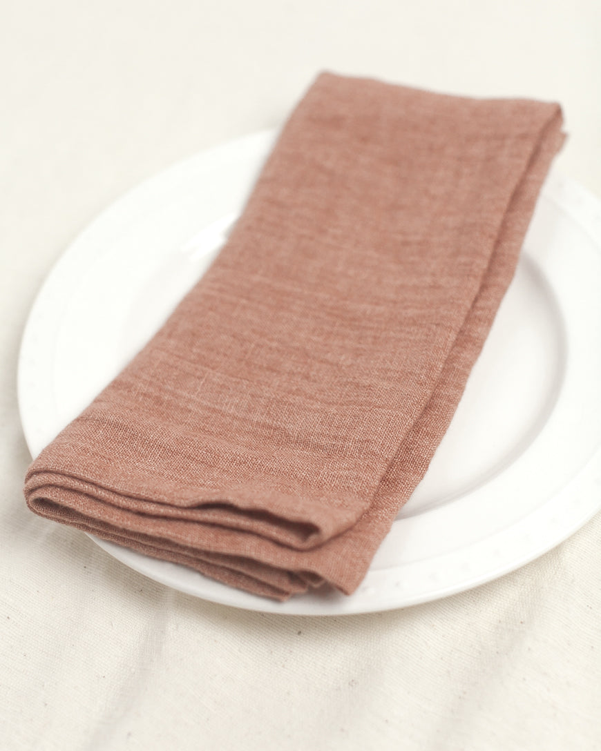 Stone Washed Linen Hemmed Dinner Napkins-5