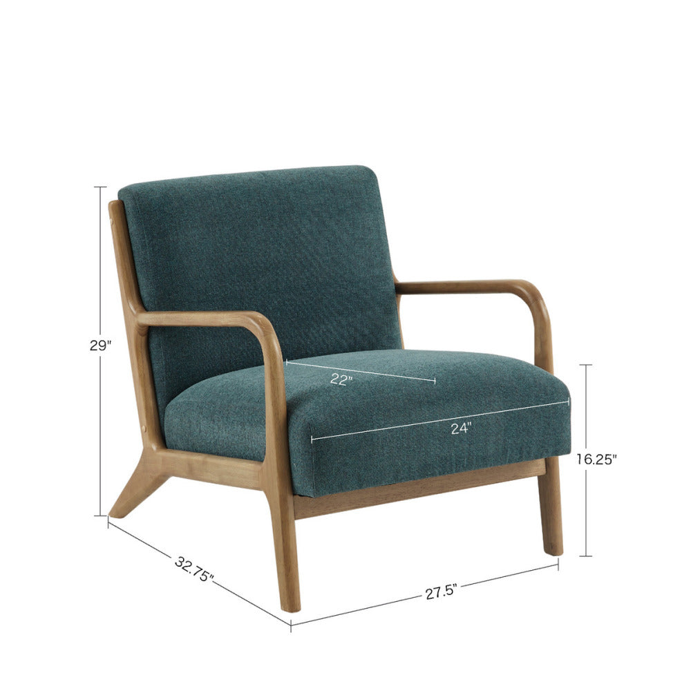 Mid-Century Modern Lounge Chair | Solid Rubberwood Frame with High-Density Foam & Textured Upholstery