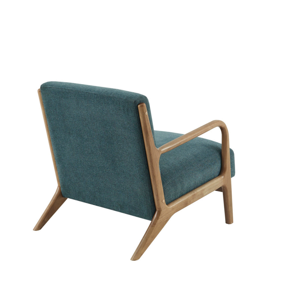 Mid-Century Modern Lounge Chair | Solid Rubberwood Frame with High-Density Foam & Textured Upholstery