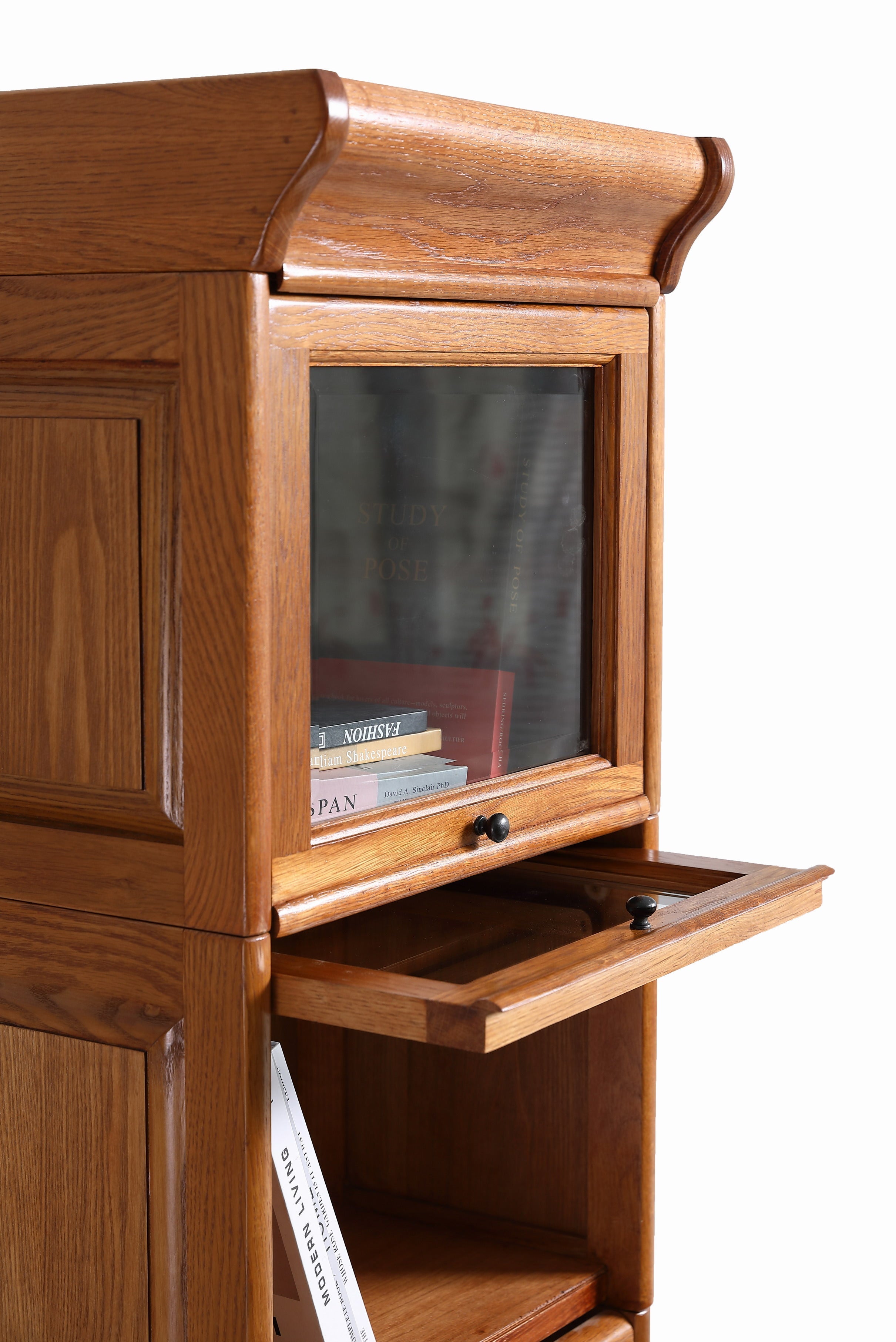 Mission Narrow Barrister Bookcase - Beveled Glass