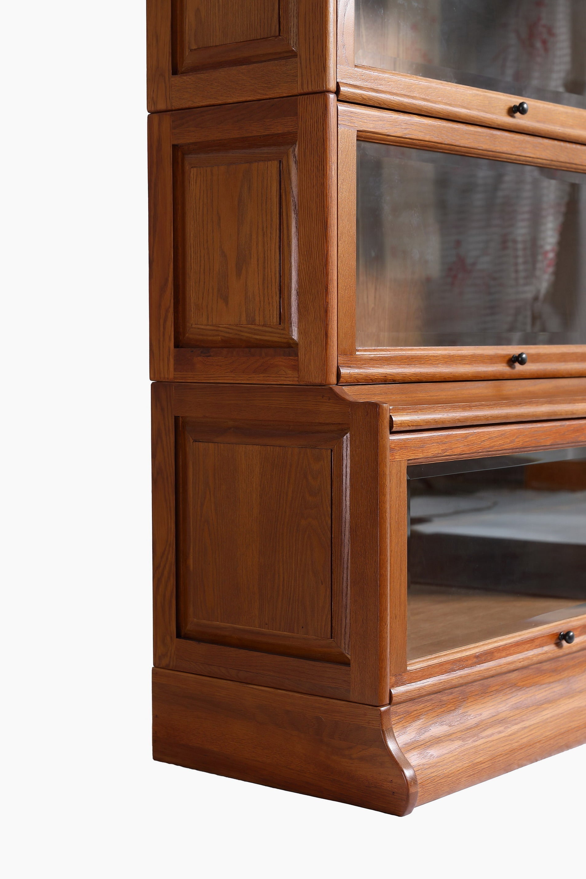 Mission Style Oak Barrister Bookcase 5 Stack-Leaded Glass in 2 Colors