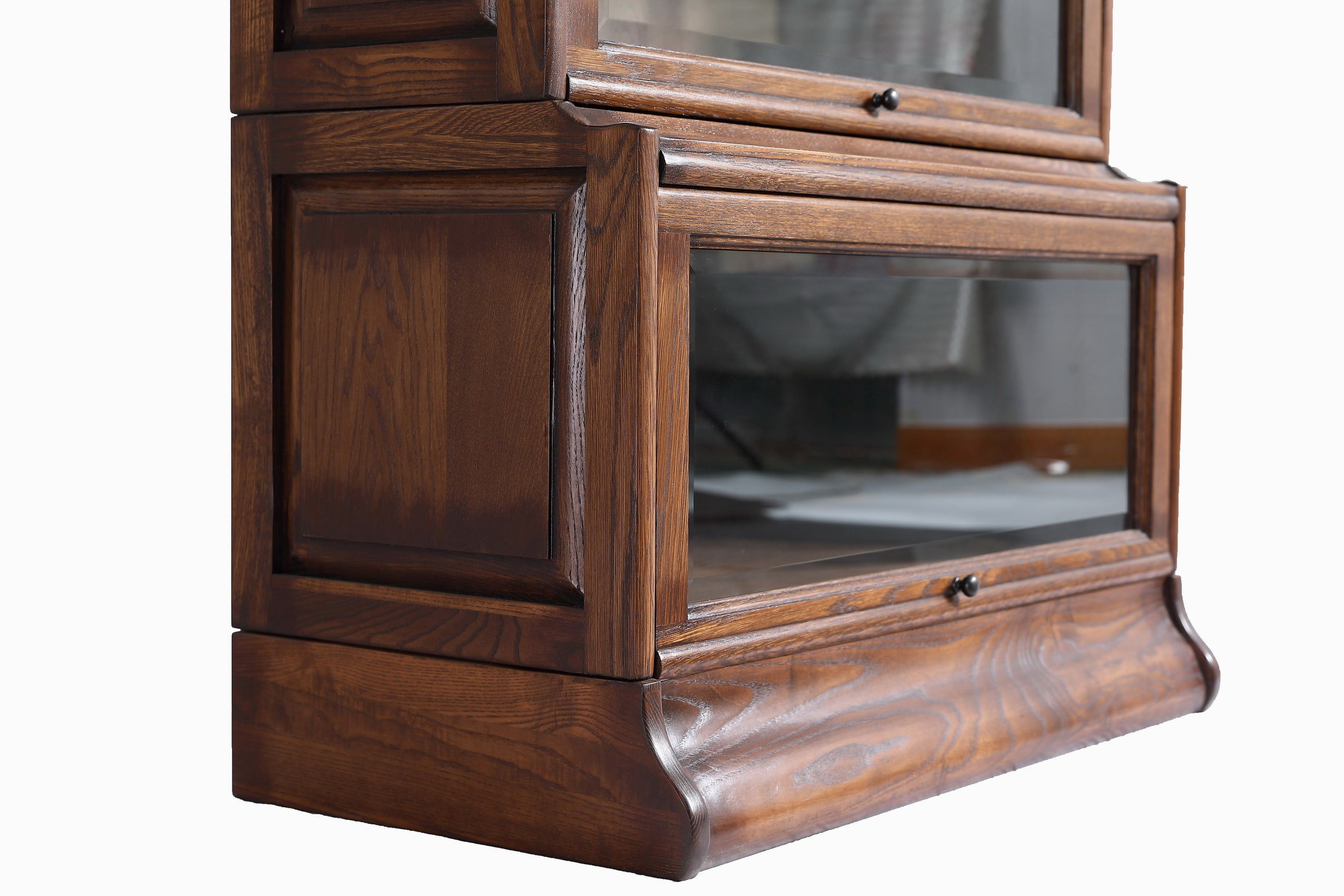 Mission Style Oak Barrister Bookcase 5 Stack-Leaded Glass in 2 Colors