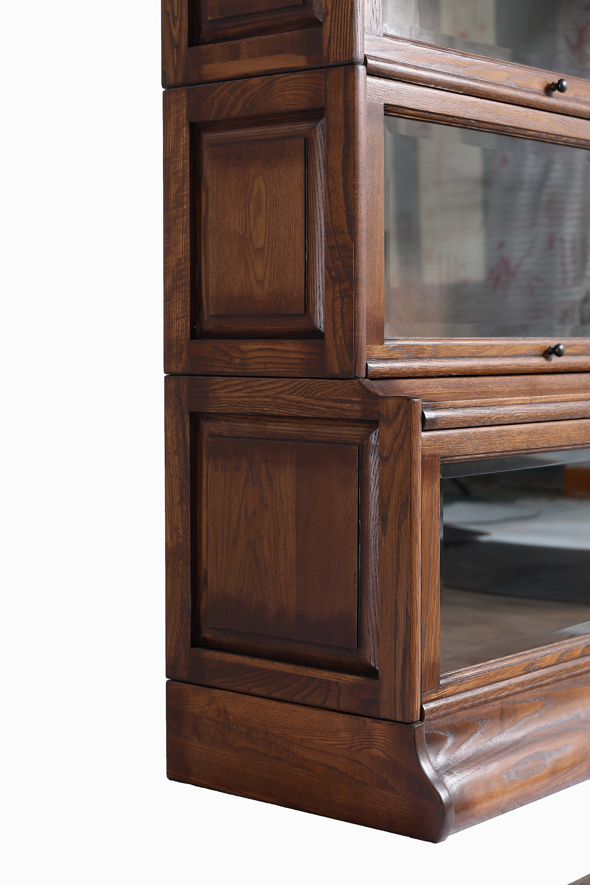 Mission Style Oak Barrister Bookcase 5 Stack-Leaded Glass in 2 Colors
