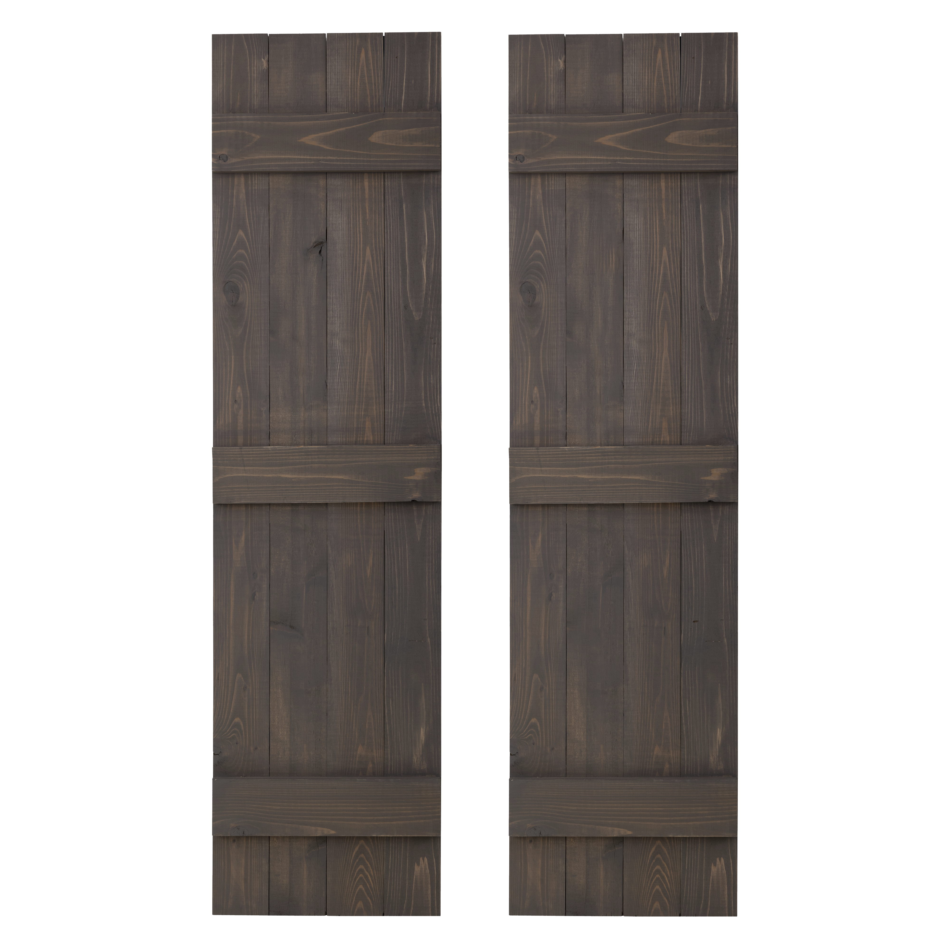 Traditional Board & Batten Exterior Wood Shutters - Cedar - Set of 2