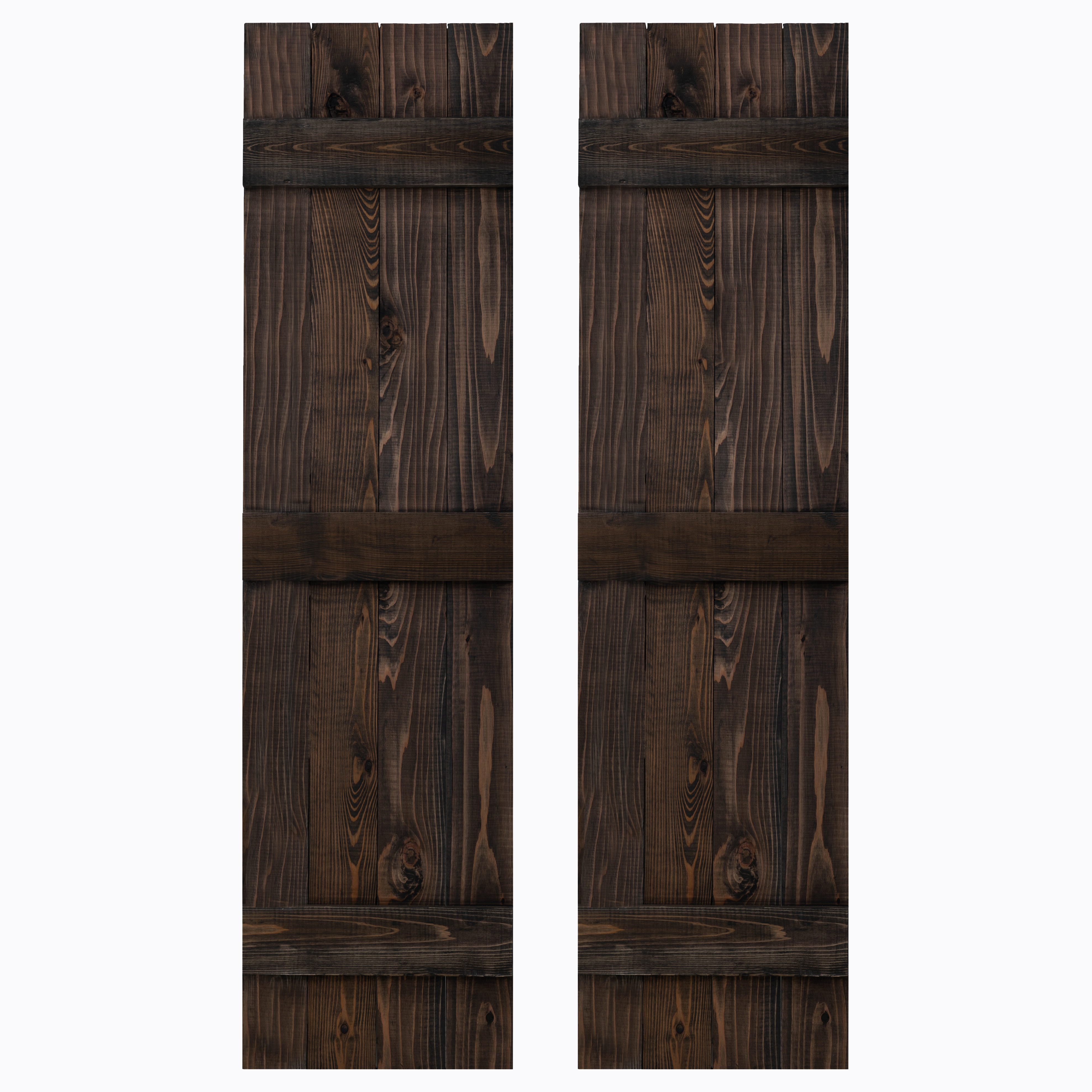 Traditional Board & Batten Exterior Wood Shutters - Cedar - Set of 2