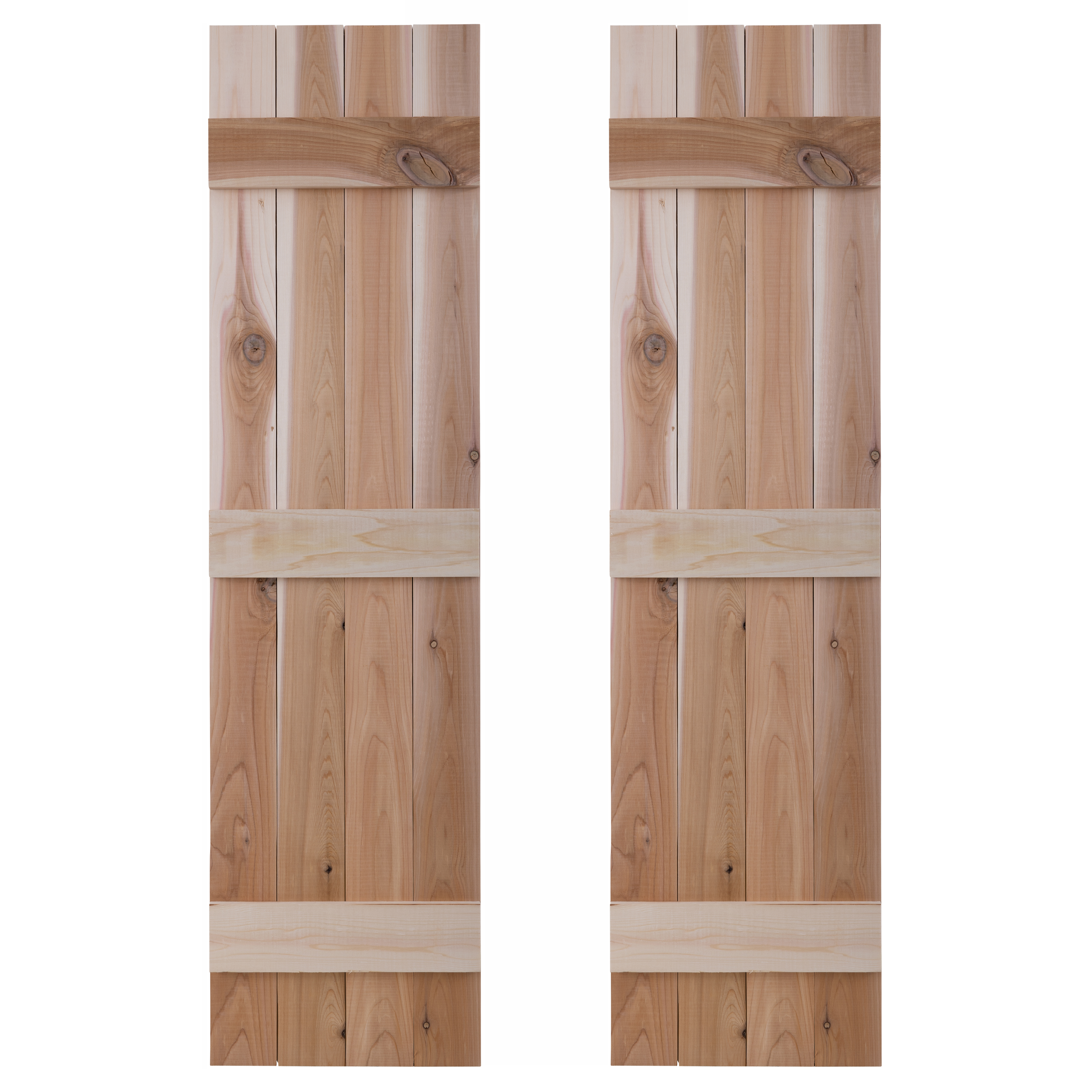 Traditional Board & Batten Exterior Wood Shutters - Cedar - Set of 2