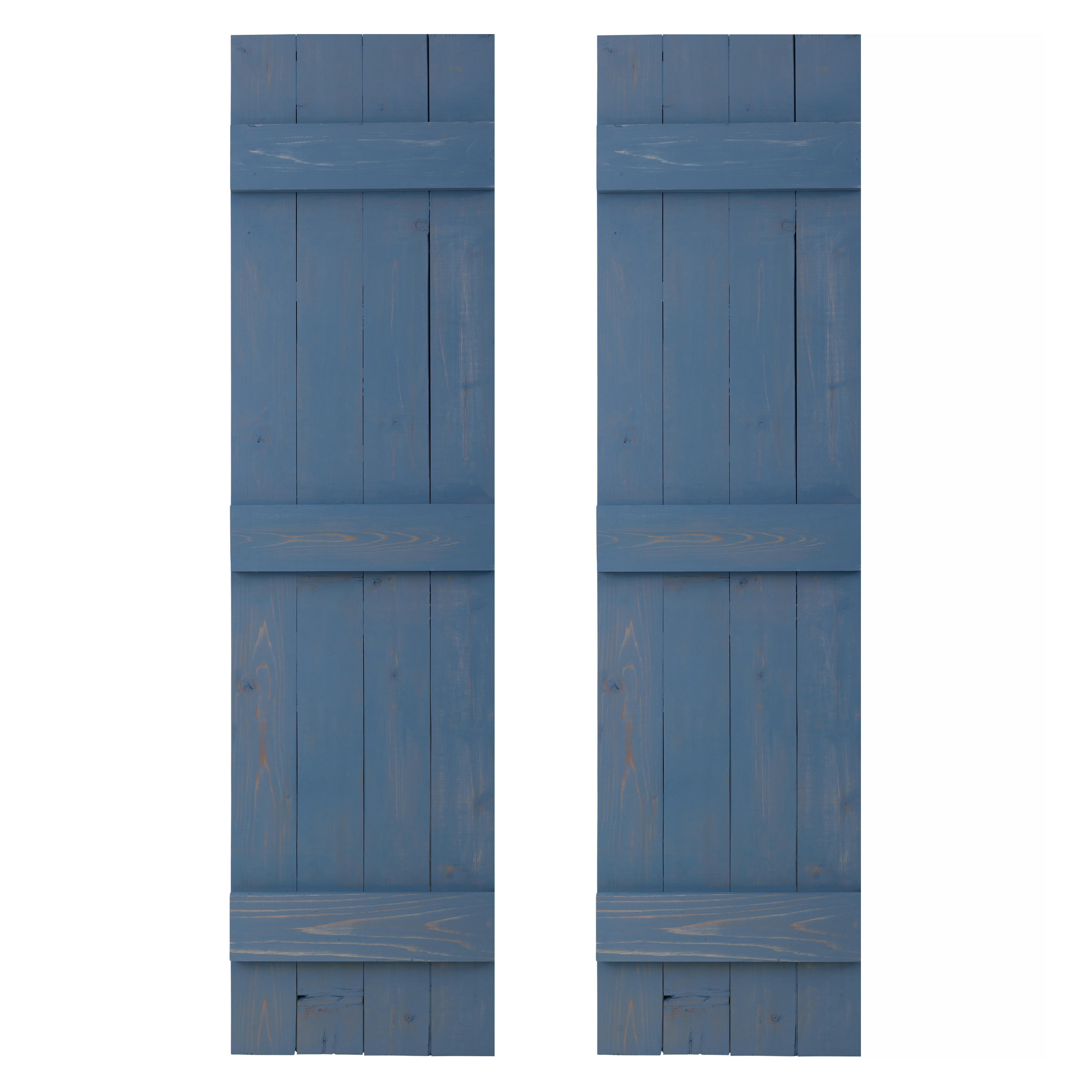 Traditional Board & Batten Exterior Wood Shutters - Cedar - Set of 2