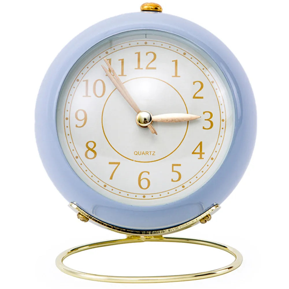 Vibe Geeks Vintage Silent Metal Desk Clock Non-Ticking Gold Clock Bedside Décor- Battery Powered-6