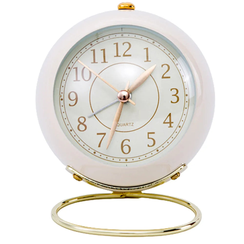 Vibe Geeks Vintage Silent Metal Desk Clock Non-Ticking Gold Clock Bedside Décor- Battery Powered-4