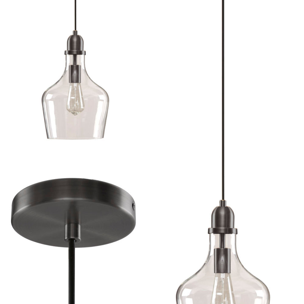 Bell Glass Pendant Light – Gold, Bronze or Silver Metal Base, Clear Glass Shade & Adjustable Cord | 9" Dia