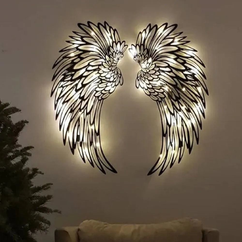 Vibe Geeks Angel Wings Metal Wall Decor with LED Light -Battery Powered-4