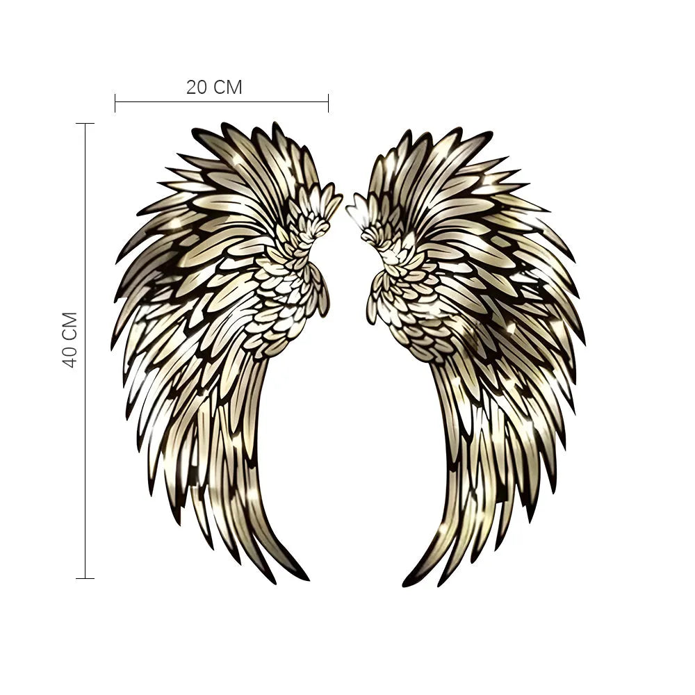 Vibe Geeks Angel Wings Metal Wall Decor with LED Light -Battery Powered-7