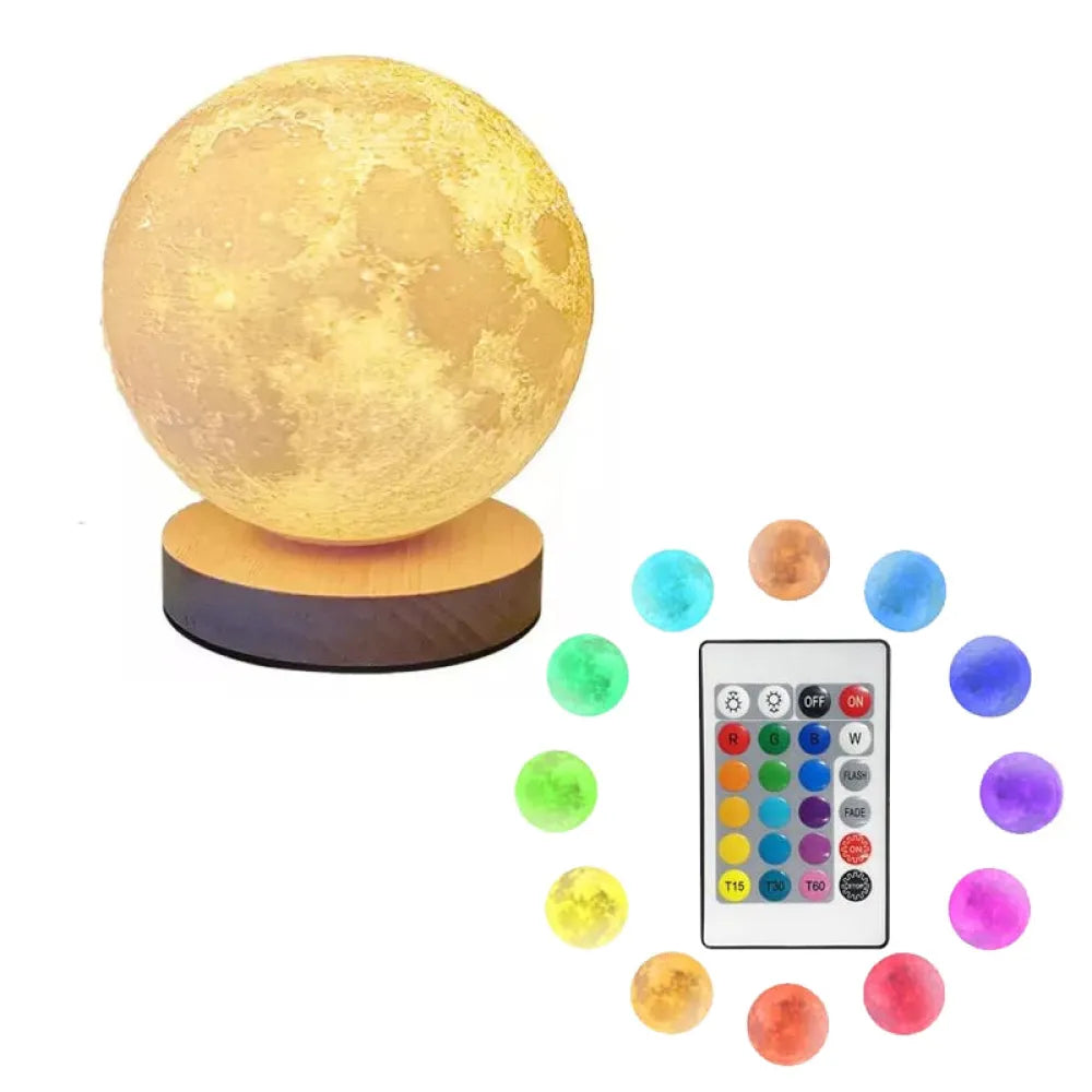 Vibe Geeks 16 Colors Floating and Spinning LED 3D Moon Indoor Night Lamp-2