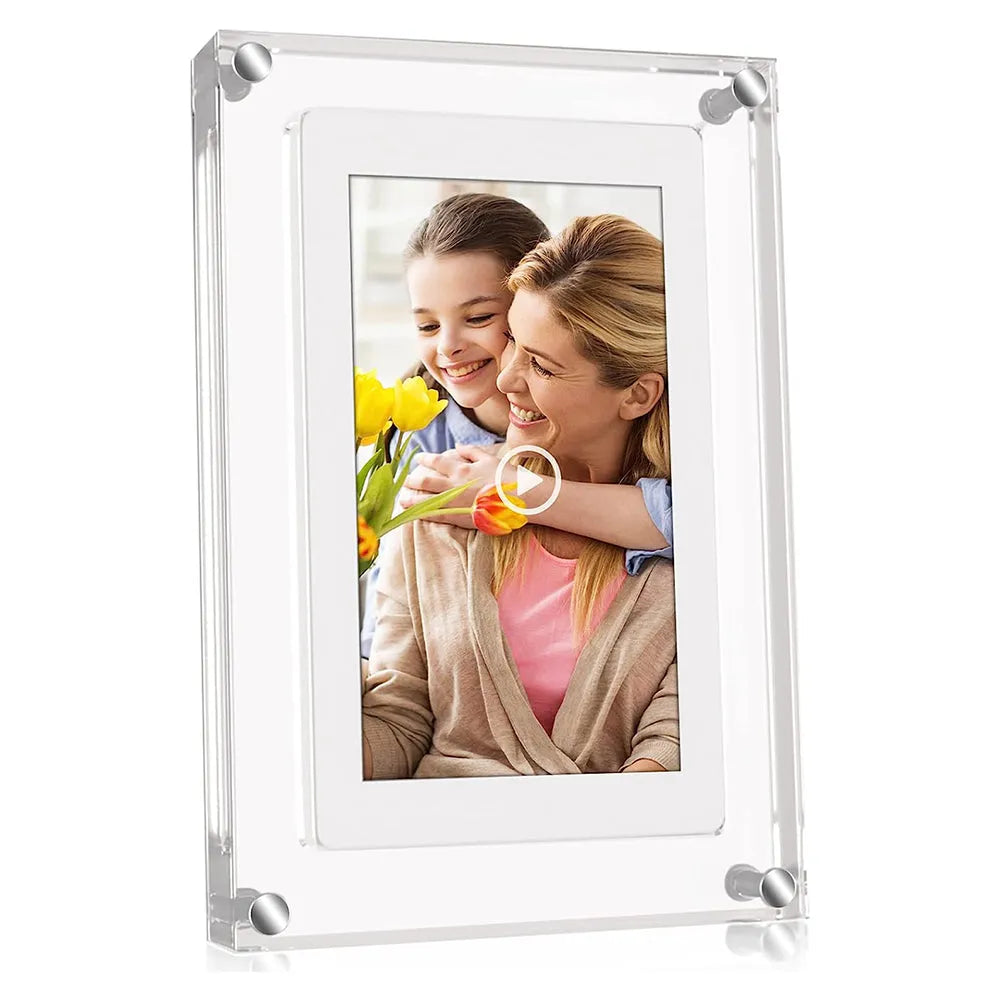 Vibe Geeks 5 Inches Acrylic Digital Video Frame for Home Décor and Heartfelt Gift USB -Rechargeable-0