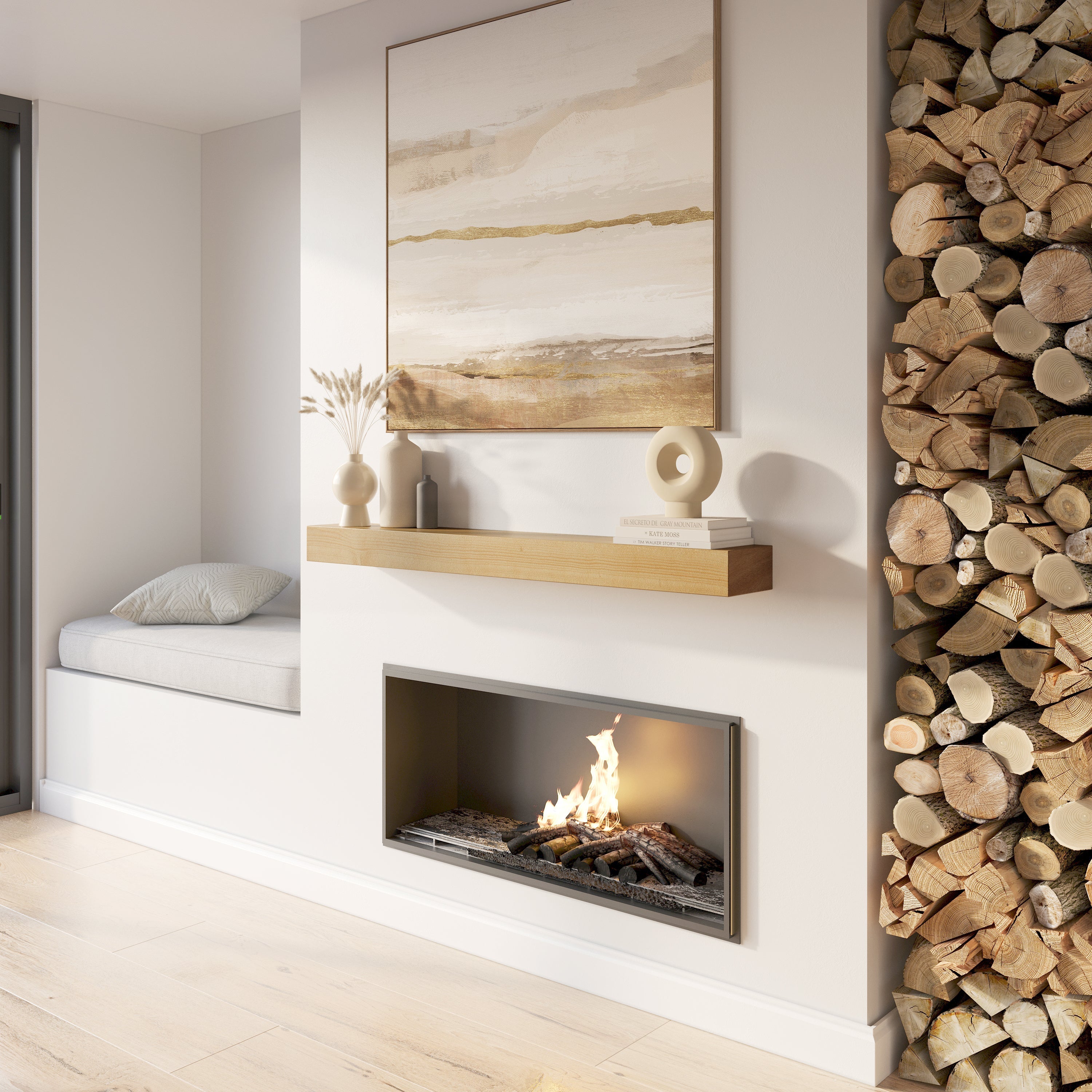 Classic Paulownia Wood Fireplace Mantel Shelf