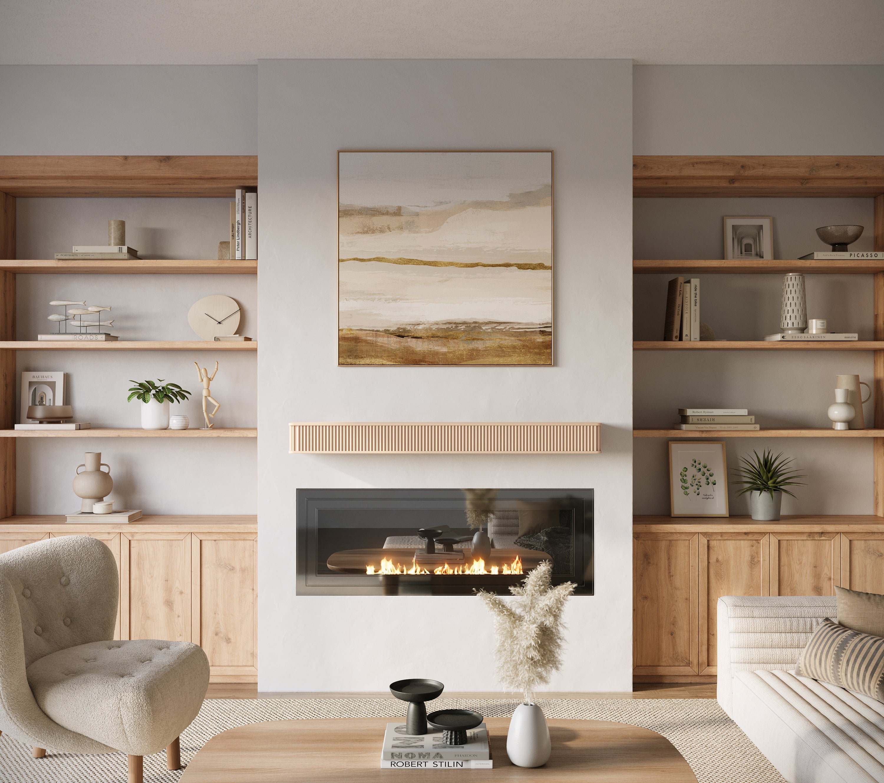 Fluted Fireplace Mantel Shelf – Real Wood