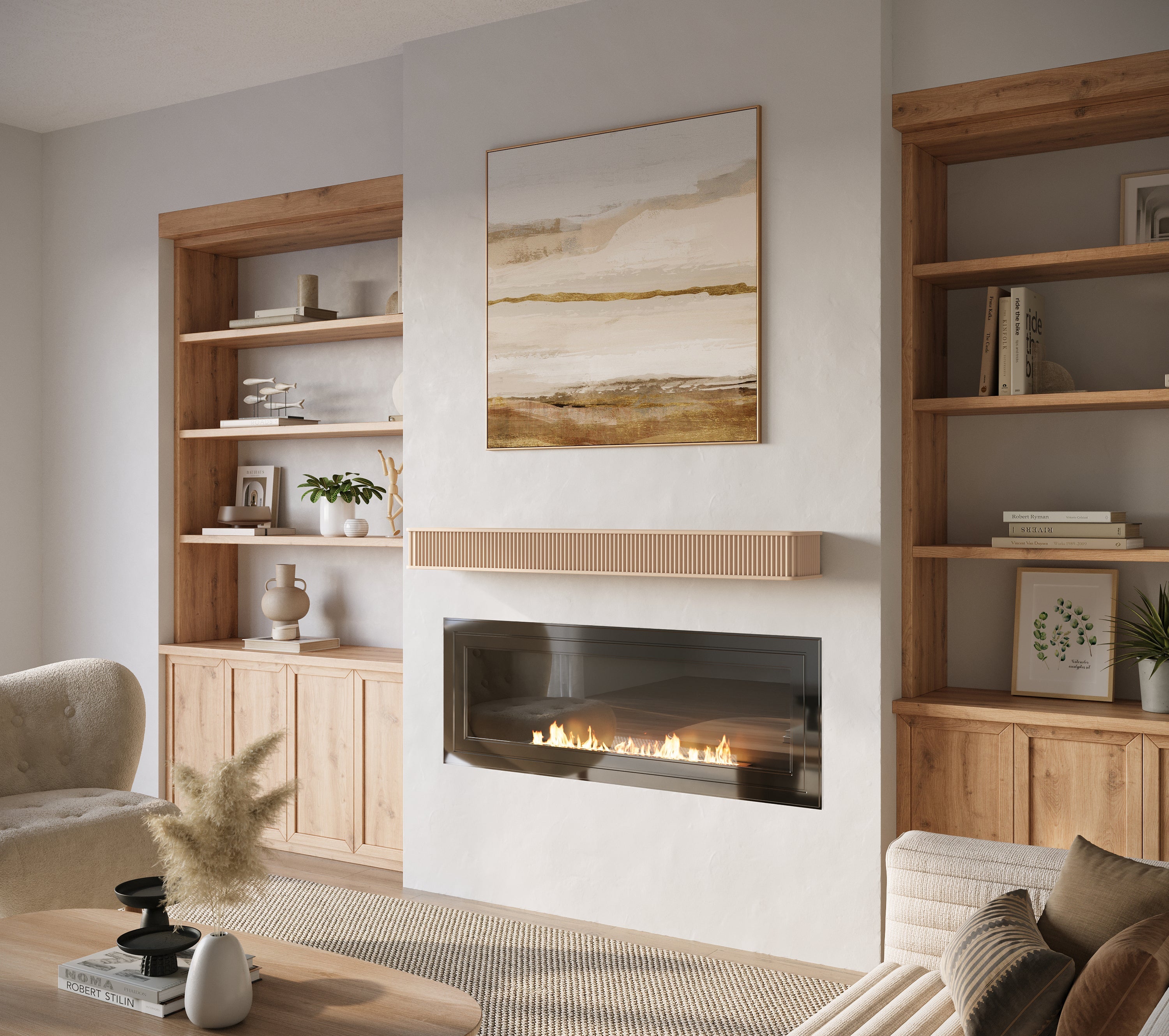 Fluted Fireplace Mantel Shelf – Real Wood