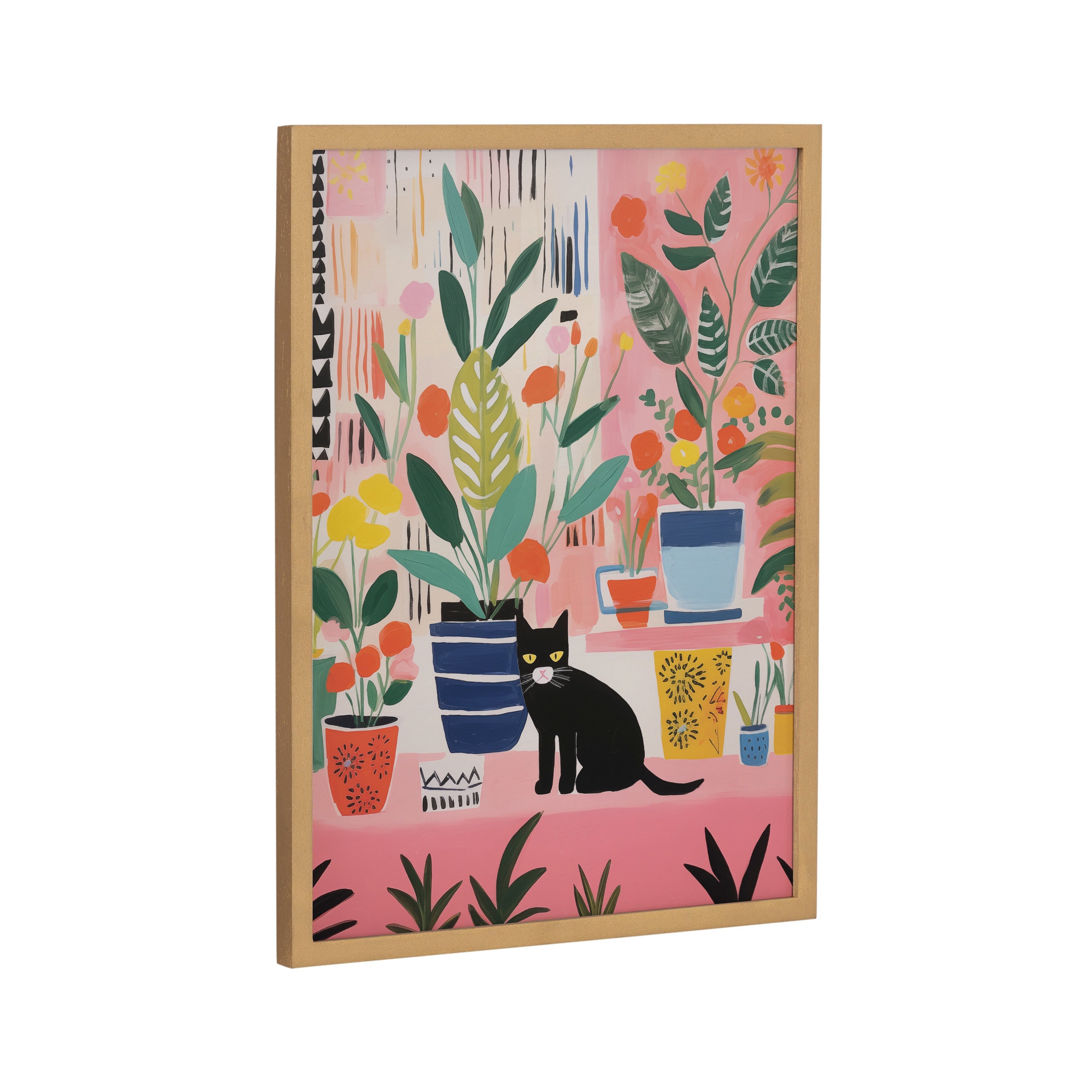 Gallery Whimsical Houseplants and a Black Kitty Cat Print by The Creative Bunch Studio