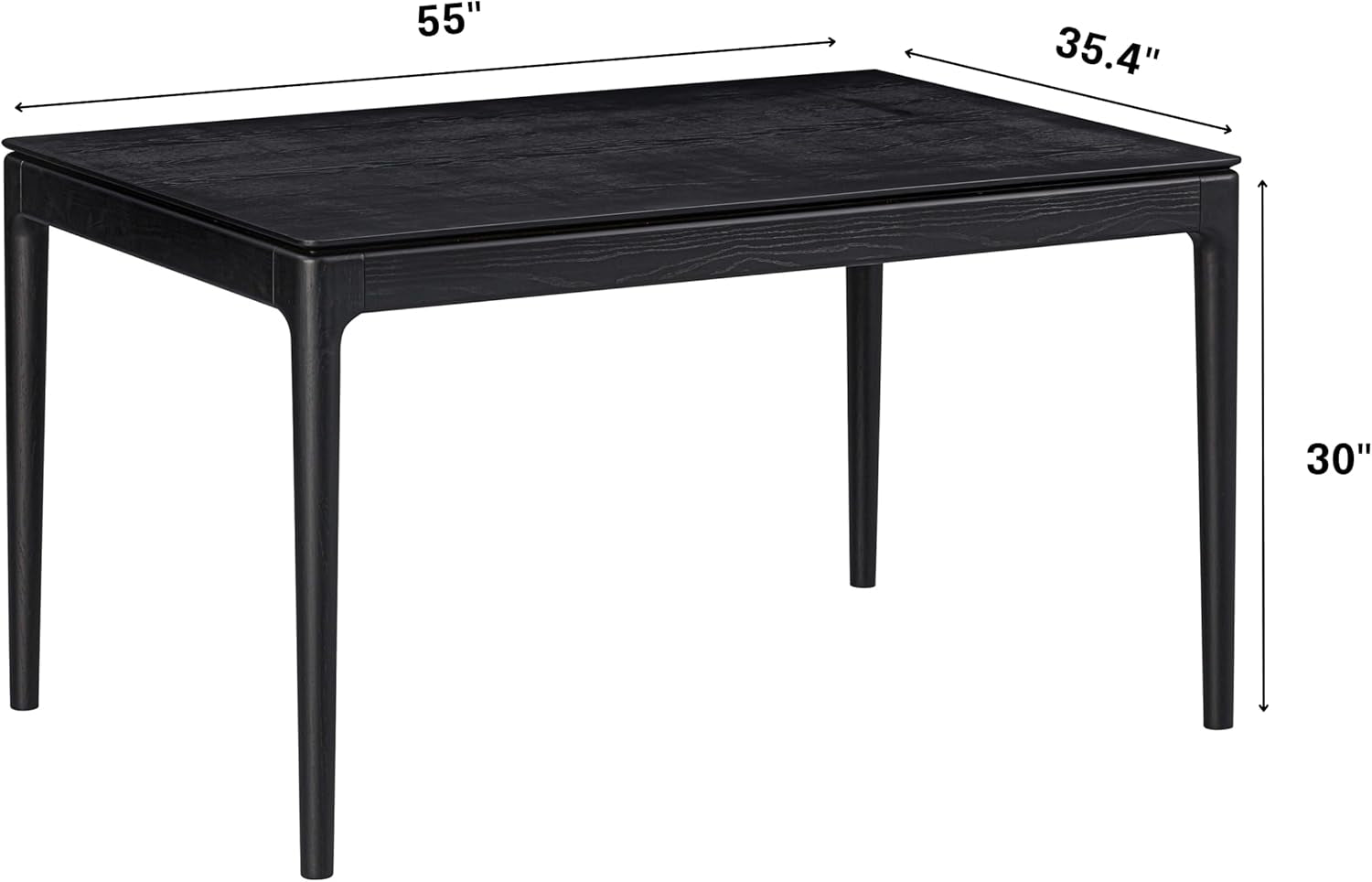 Mingle 55 Inch Modern Rectangular Dinner Table Burnt Black