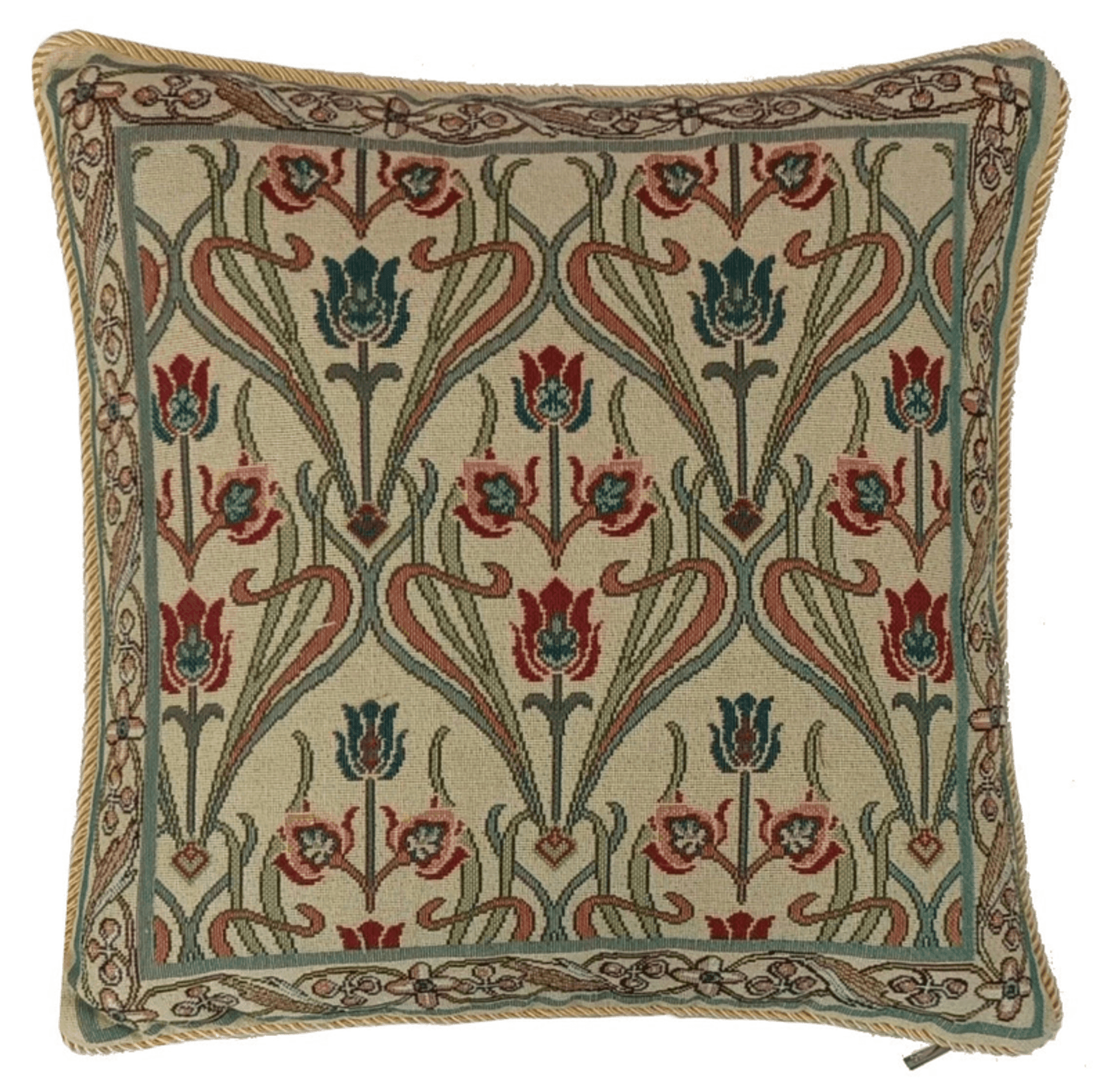 Art Nouveau Lotus Flower Cushion Cover 18X18 Inches - PRHOMZ