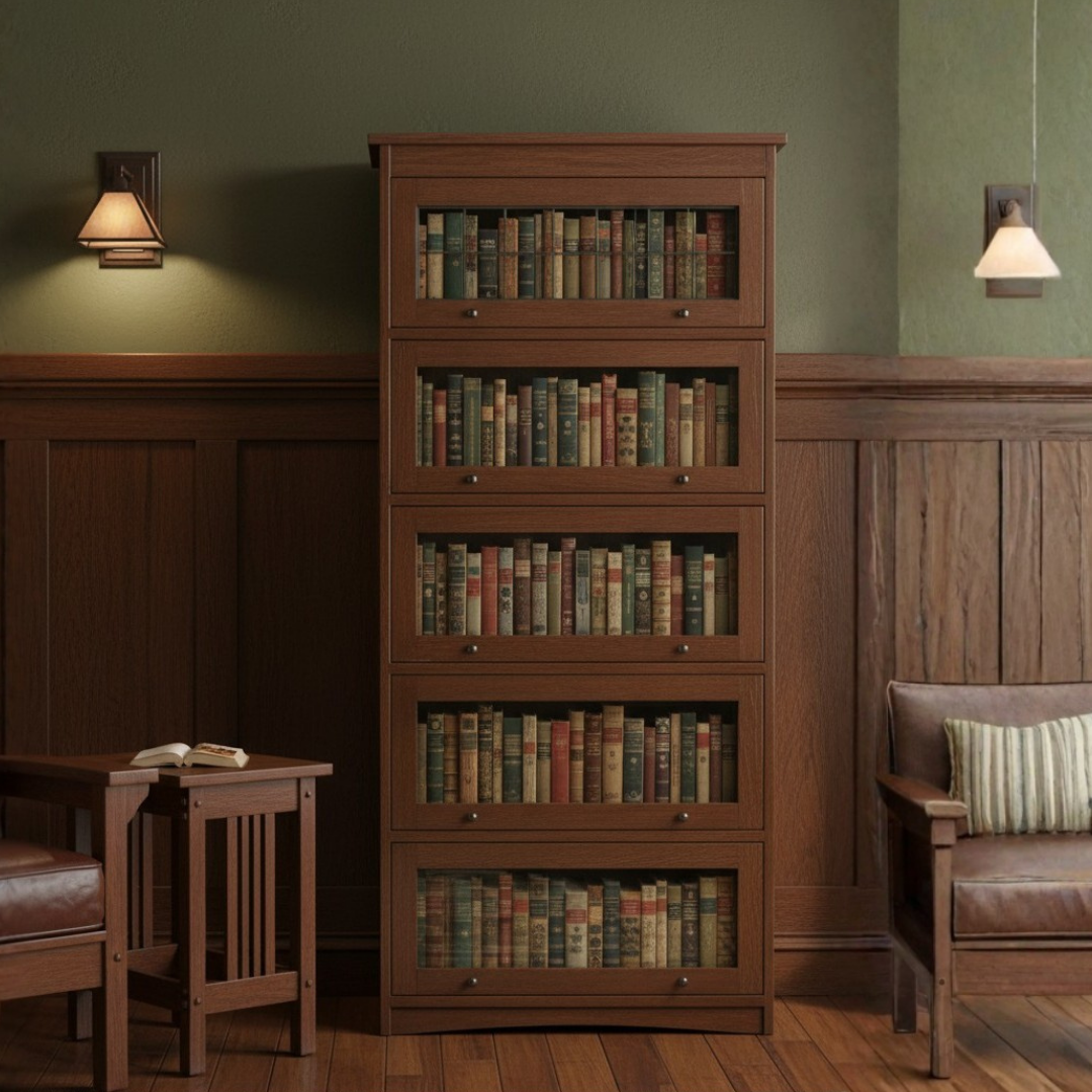 Mission Craftsman Style Oak Barrister Bookcase - 5 Stack