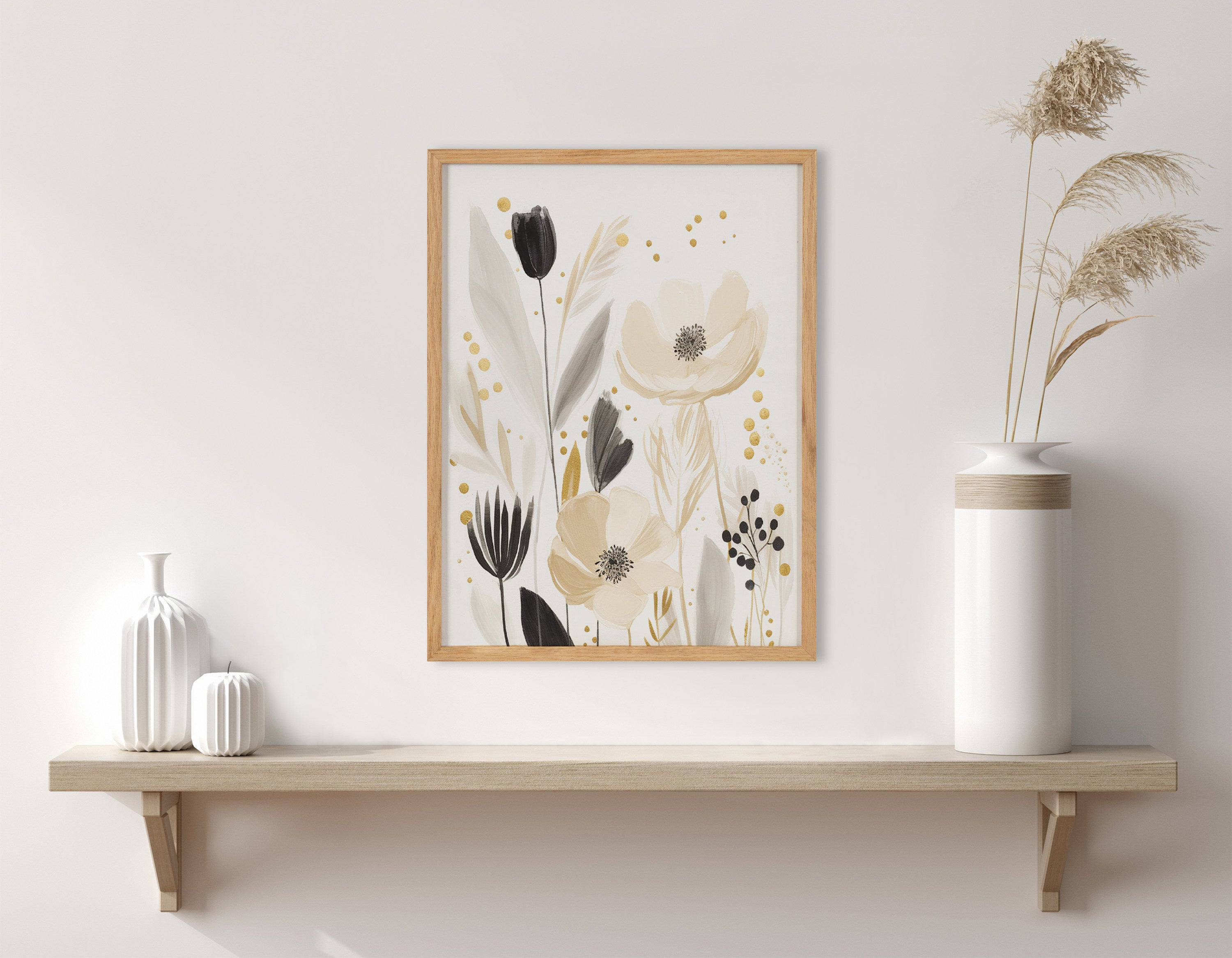 Gallery Modern Muted Cottage Floral Abstract Print by The Creative Bunch Studio